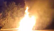 Sur ilçesinde gece yarısı korkutan yangın Seyir halindeki tır küle döndü