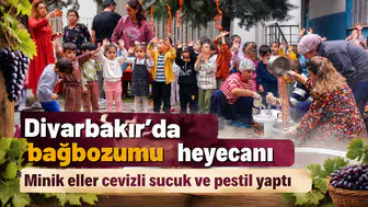 Diyarbakır'da çocukların bağbozumu heyecanı: Minik eller cevizli sucuk ve pestil yaptı
