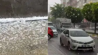 Fındık büyüklüğünde dolu yağdı: Diyarbakır-Kahta karayolu beyaz örtüyle kaplandı