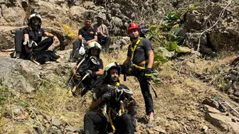Kulp ilçesinin Alaca kırsalında kayalıklarda mahsur kalan 3 oğlağın yardımına itfaiye yetişti