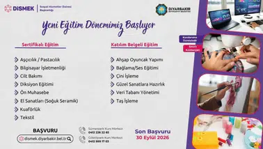 Diyarbakır'da DİSMEK'in ücretsiz kurslarına başvurular başladı: Son tarih 30 Eylül