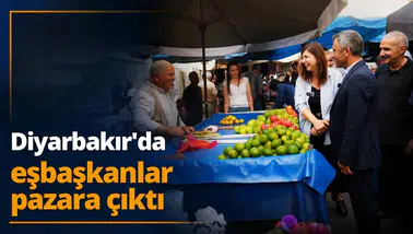 Diyarbakır'da eşbaşkanlar pazara indi: Esnaf tezgahın başında taleplerini iletti