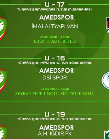 Amedspor Akademi takımlarının kritik günü: 3 farklı yaş grubu sahada