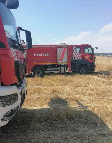 Diyarbakır'ın Bismil ve Çınar ilçelerinde yükselen alevler itfaiye ekiplerince söndürüldü