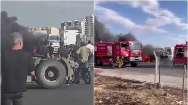 Diyarbakır’da seyir halindeki kamyon bir anda alev aldı!