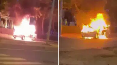 Diyarbakır’da hareket halindeki araç alev aldı