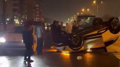 Diyarbakır’da otomobil takla attı