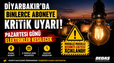 Diyarbakır'da binlerce aboneye kritik uyarı! Pazartesi günü elektrikler kesilecek