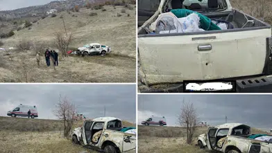 Lice’de korku dolu anlar: Kamyonet şarampole yuvarlandı,
