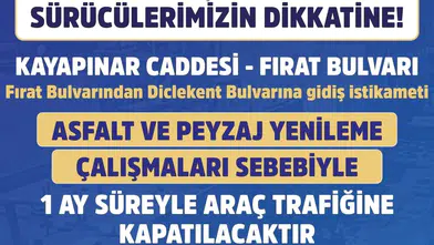 Diyarbakır'ın işlek bulvarı trafiğe kapatılacak: 1 ay boyunca geçilemeyecek