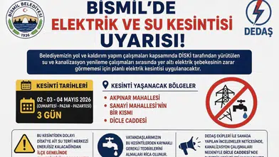 Diyarbakır'ın ilçesinde 3 gün elektrik ve su kesintisi yaşanacak
