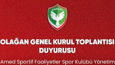 Amedspor Kulübü'nden genel kurul duyurusu: Tarih netleşti