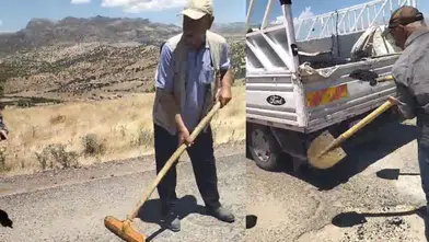 Çermik Pamuklu'da seferberlik Mahalleli bozulan yolları kendi imkanlarıyla onardı