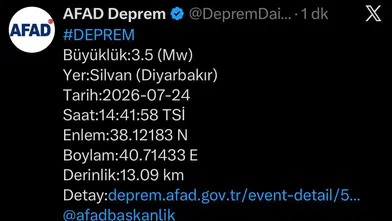 Diyarbakır'ın Silvan ilçesi sallandı AFAD'dan 3.5 büyüklüğünde deprem açıklaması
