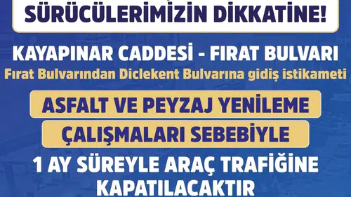 Diyarbakır'ın işlek bulvarı trafiğe kapatılacak: 1 ay boyunca geçilemeyecek