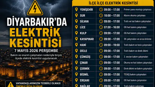 Diyarbakır’da elektrik kesintisi uyarısı: İlçe ilçe liste