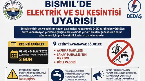 Diyarbakır'ın ilçesinde 3 gün elektrik ve su kesintisi yaşanacak