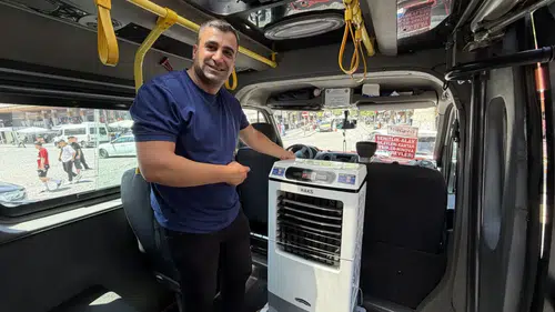 Diyarbakır'da kavurucu sıcaklara karşı minibüste sulu klima dönemi Yolcular çok memnun