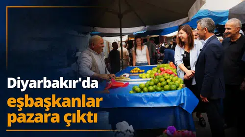 Diyarbakır'da eşbaşkanlar pazara indi: Esnaf tezgahın başında taleplerini iletti