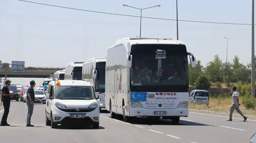 Avrupa'dan Filistin'e Uzanan Dayanışma Köprüsü Konvoy Diyarbakır'da Karşılandı