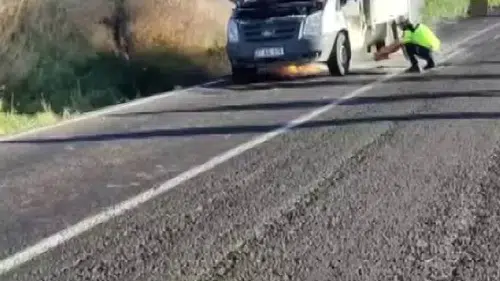 Diyarbakır-Hani karayolunda korku dolu anlar: Seyir halindeki kamyonet alevlere teslim oldu