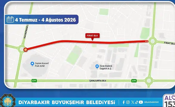 Diyarbakır'daki sürücülerin dikkatine: Bir ay boyunca trafiğe kapalı olacak