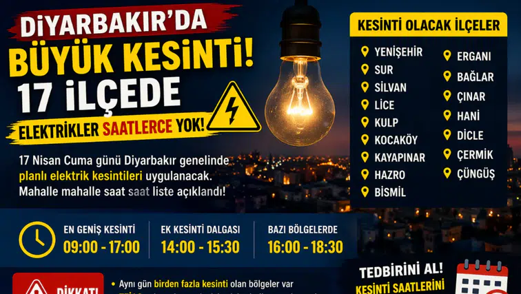 Diyarbakır’da büyük kesinti! 17 ilçede elektrikler saatlerce yok