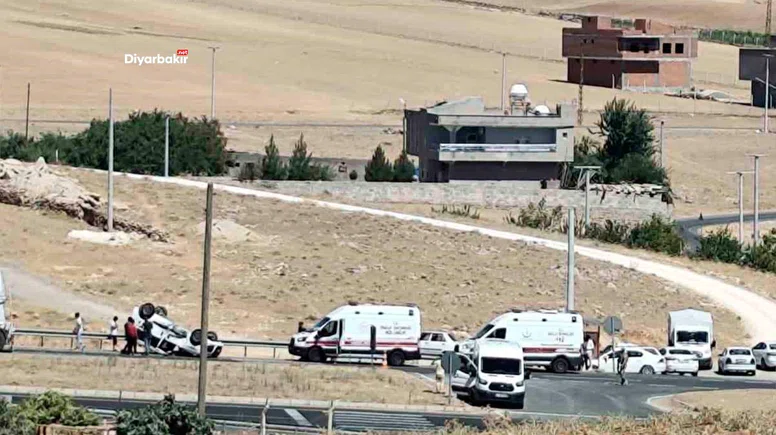 Diyarbakır Çınar’da otomobil takla attı
