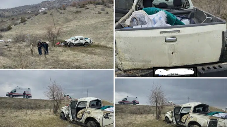 Lice’de korku dolu anlar: Kamyonet şarampole yuvarlandı,