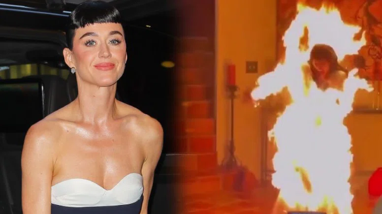 Ünlü şarkıcı Katy Perry, klip için kendini ateşe verdi!