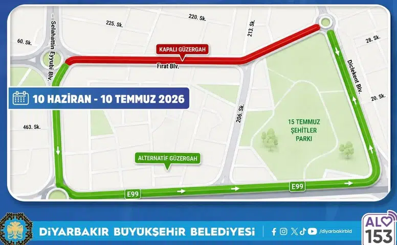 Diyarbakır'da kilit yol 1 ay boyunca trafiğe kapatıldı: Büyükşehir duyurdu