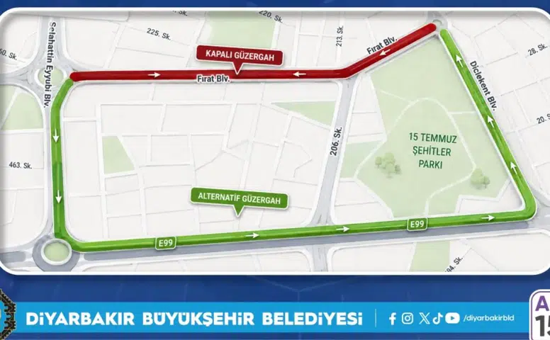 Diyarbakır'da sürücülere uyarı: İşlek bulvar ay sonuna kadar trafiğe kapatıldı