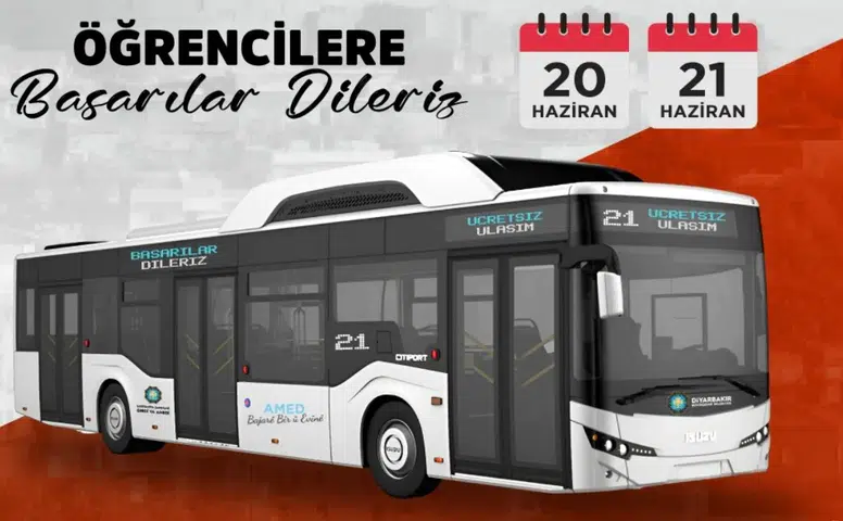 Diyarbakır'da toplu ulaşımda önemli karar: YKS'ye girecek öğrencilere ücretsiz olacak