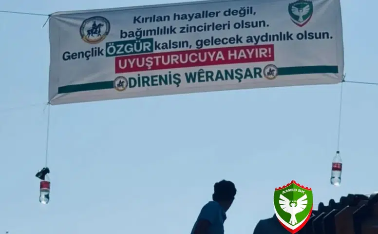 Amedspor taraftarlarından uyuşturucuya karşı sokak seferberliği: İşte o pankart