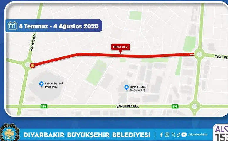 Diyarbakır'daki sürücülerin dikkatine: Bir ay boyunca trafiğe kapalı olacak