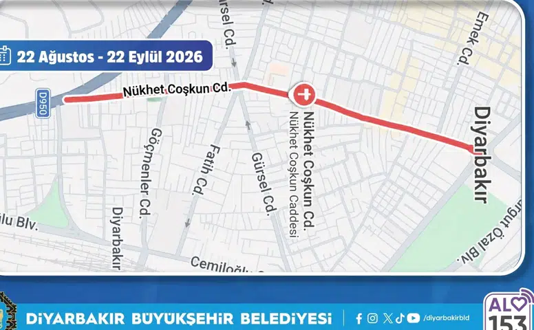 Diyarbakır'da sürücülerin dikkatine: Bir ay boyunca trafiğe kapalı olacak