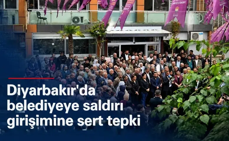Diyarbakır'da belediyeye saldırı girişimine sert tepki: Eşbaşkanlar ve vekiller katıldı