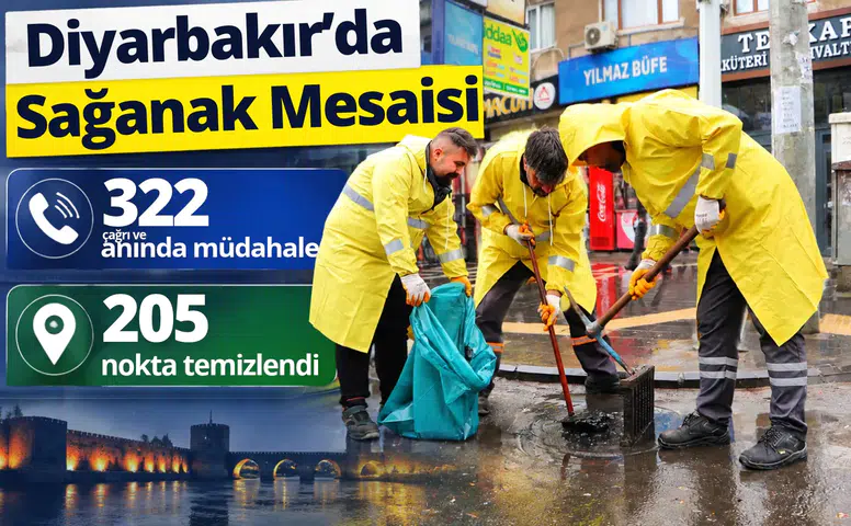 Diyarbakır'da sağanak mesaisi: 322 çağrıya anında müdahale, 205 nokta temizlendi