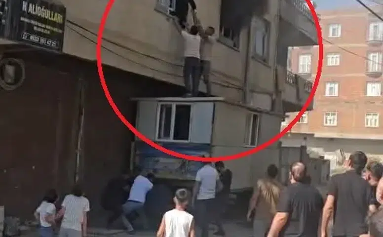 Diyarbakır Bismil'de korkutan yangın: Mahsur kalan kadın konteynerle kurtarıldı
