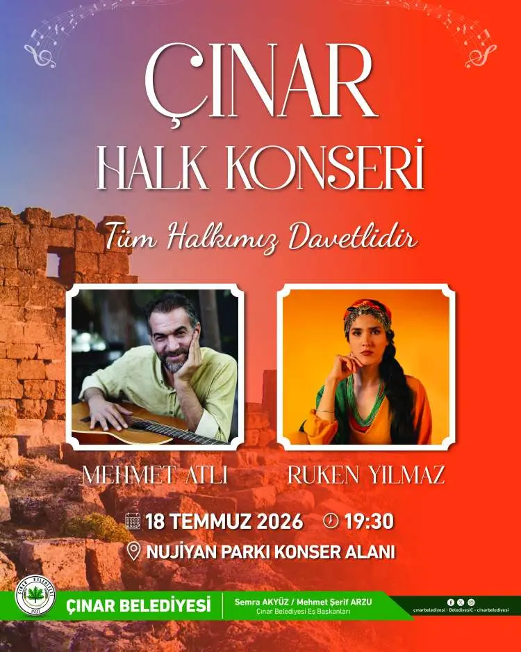 Çınar Belediyesi 'Çınar Halk Konseri' Düzenleyecek