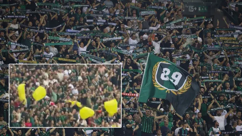Kocaelispor tribününden Amedsporlulara karşı "sarı torba"lar sallandı