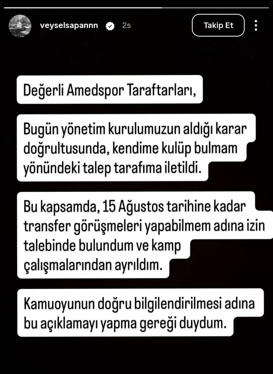 Amedspor’da şok gelişme Kaleci Veysel Sapan transfer görüşmeleri için kamptan ayrıldı